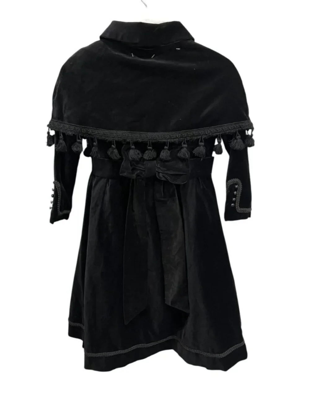 Elebini Girls Coat & Cape Set Black Velvet with Trim Size 6 Great Condition